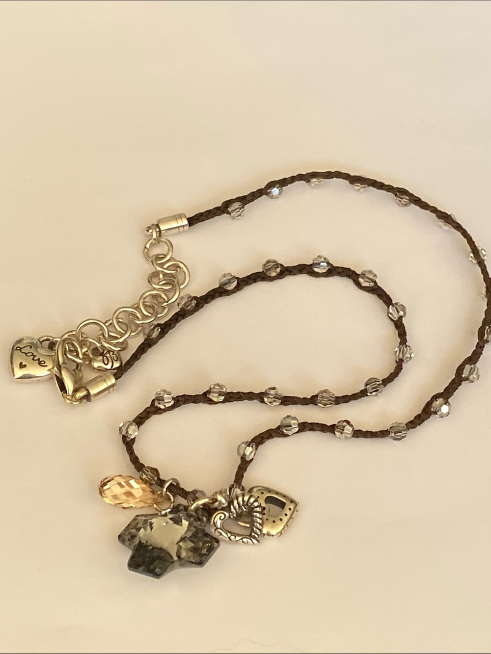 Brighton karma Beaded Heart & Crystal Charm Necklace - Love Pendant